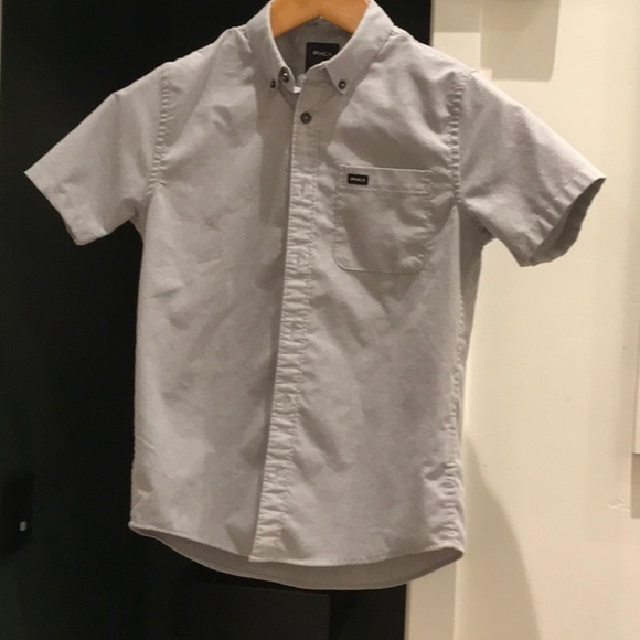 RVCA Gray Kids Button Down Shirt M Medium - Picture 3 of 4